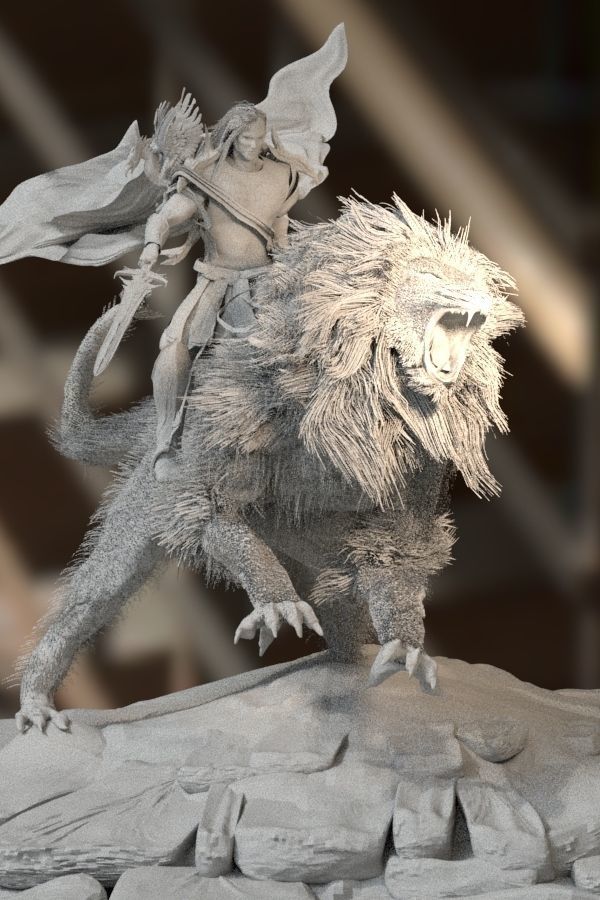 Hercules riding  Nemean lion 3D model_4