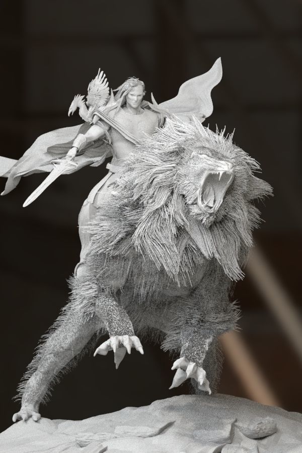 Hercules riding  Nemean lion 3D model_2