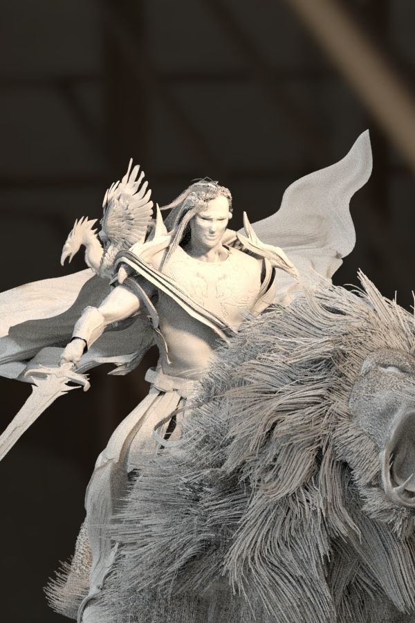 Hercules riding  Nemean lion 3D model_6