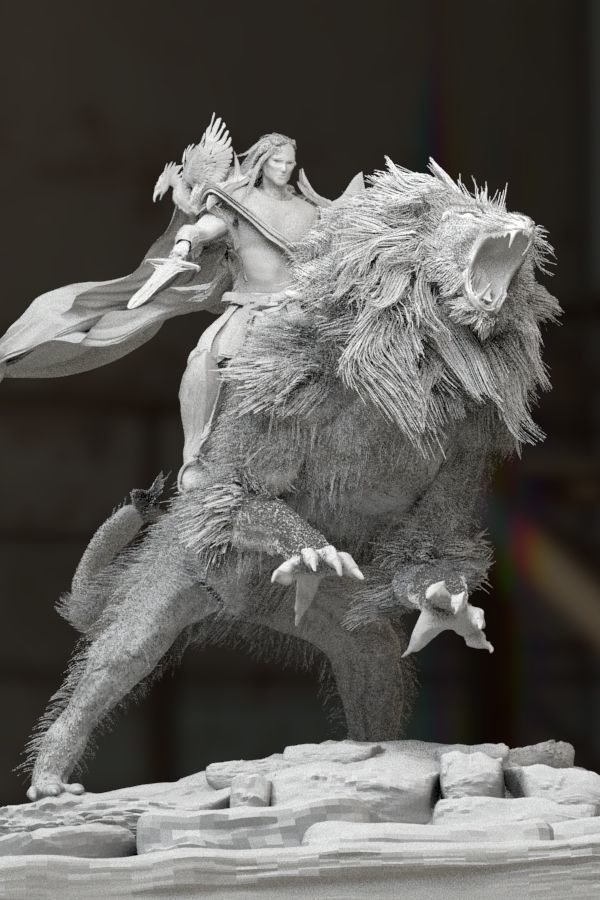 Hercules riding  Nemean lion 3D model_3