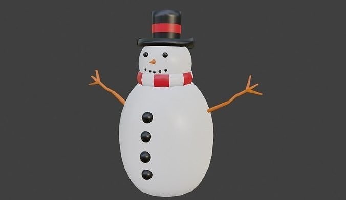 Snowman Low-poly 3D model