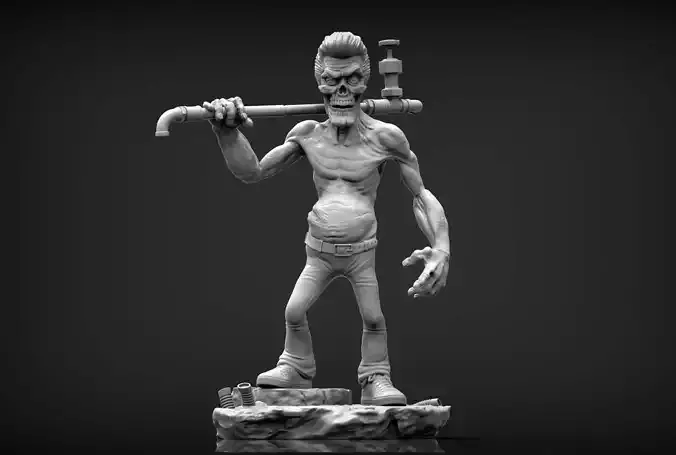 Zombie man holding pipe