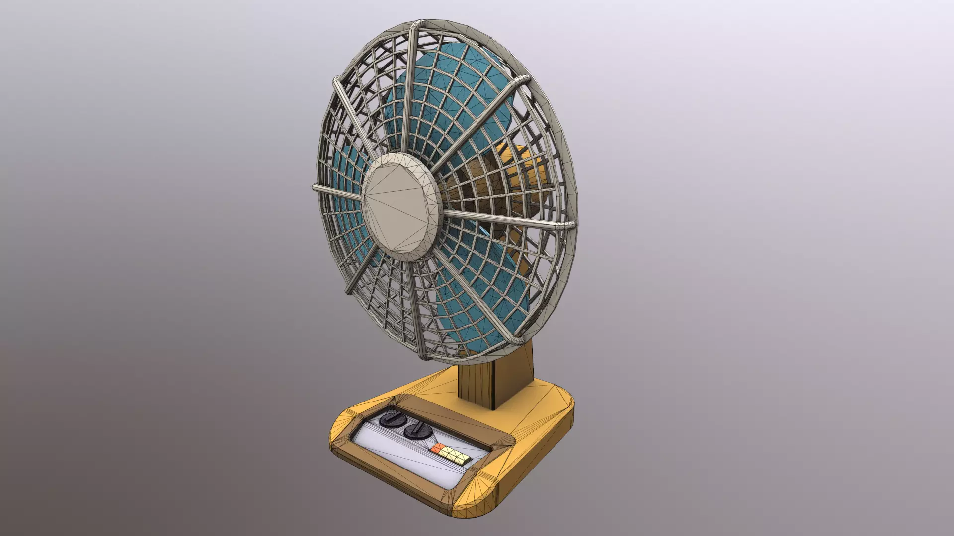 Vintage Table Fan Low-poly 3D model_0