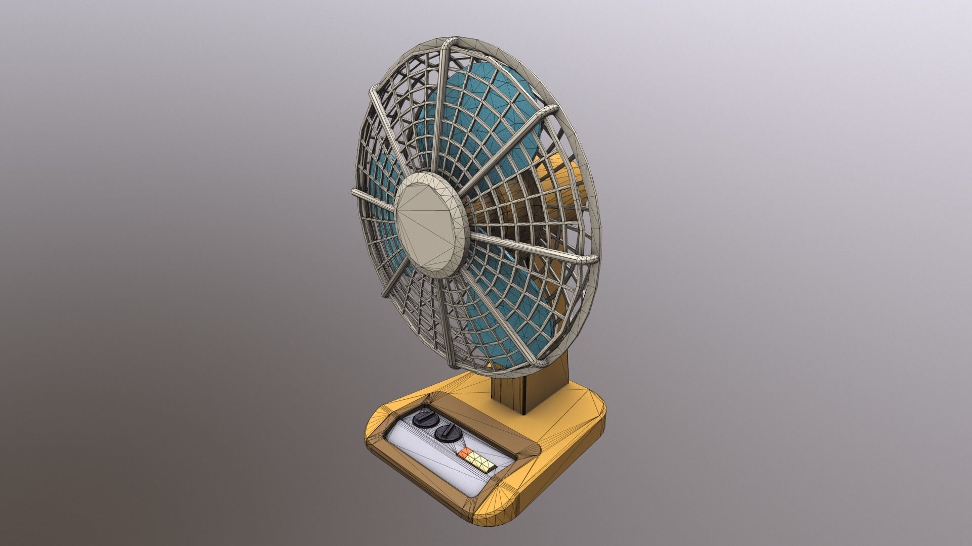 Vintage Table Fan Low-poly 3D model_13