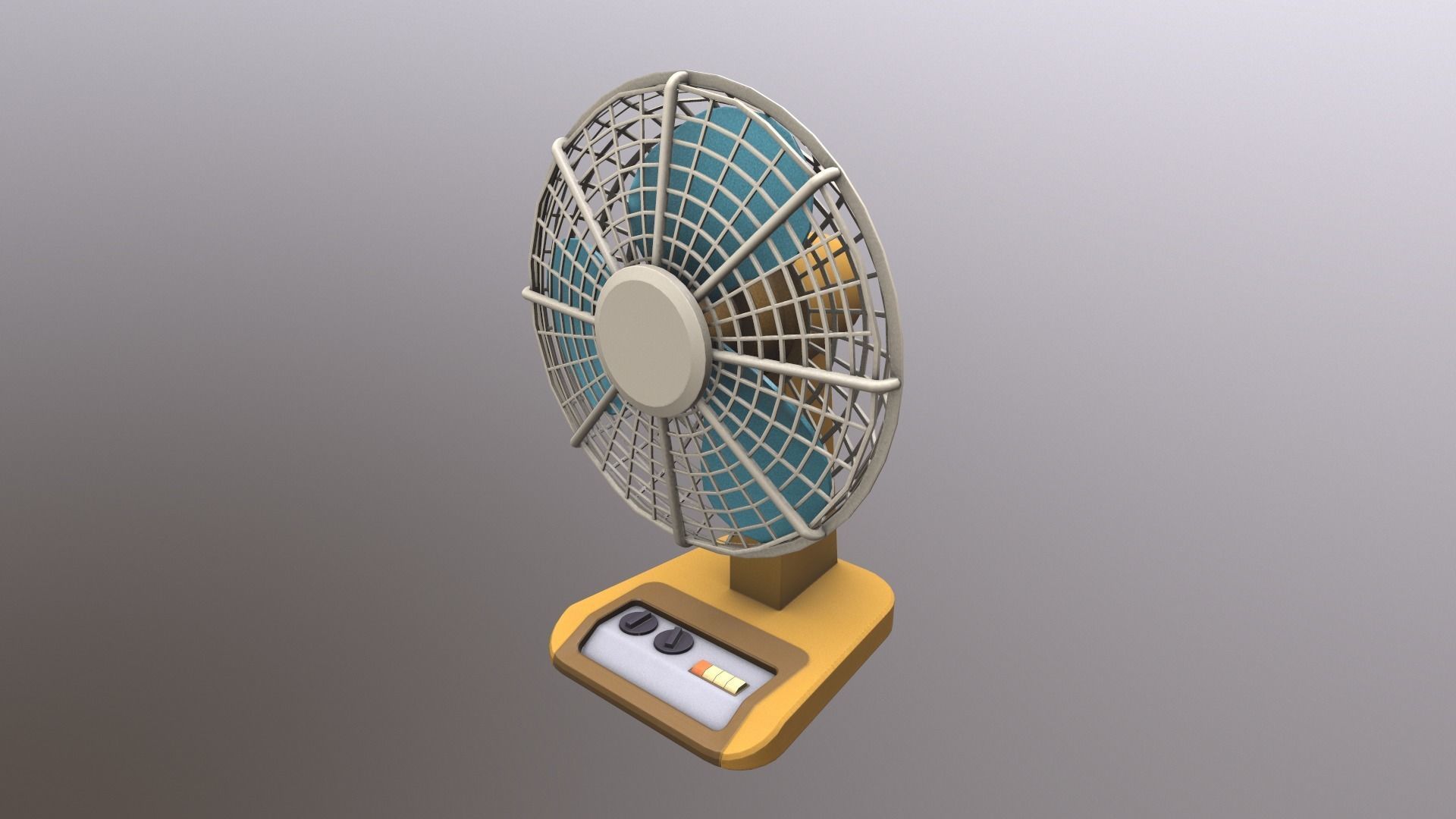 Vintage Table Fan Low-poly 3D model_1