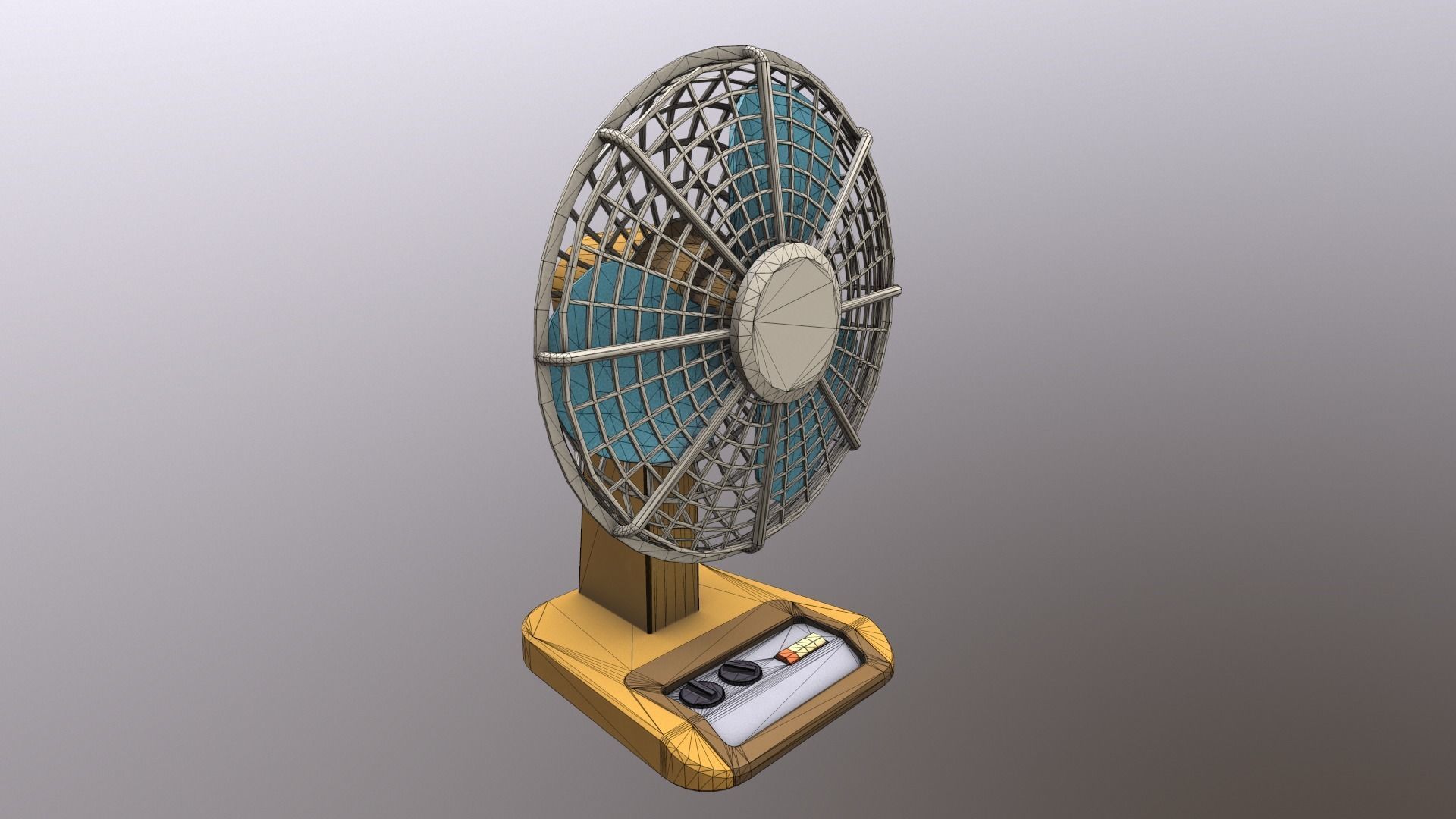 Vintage Table Fan Low-poly 3D model_10