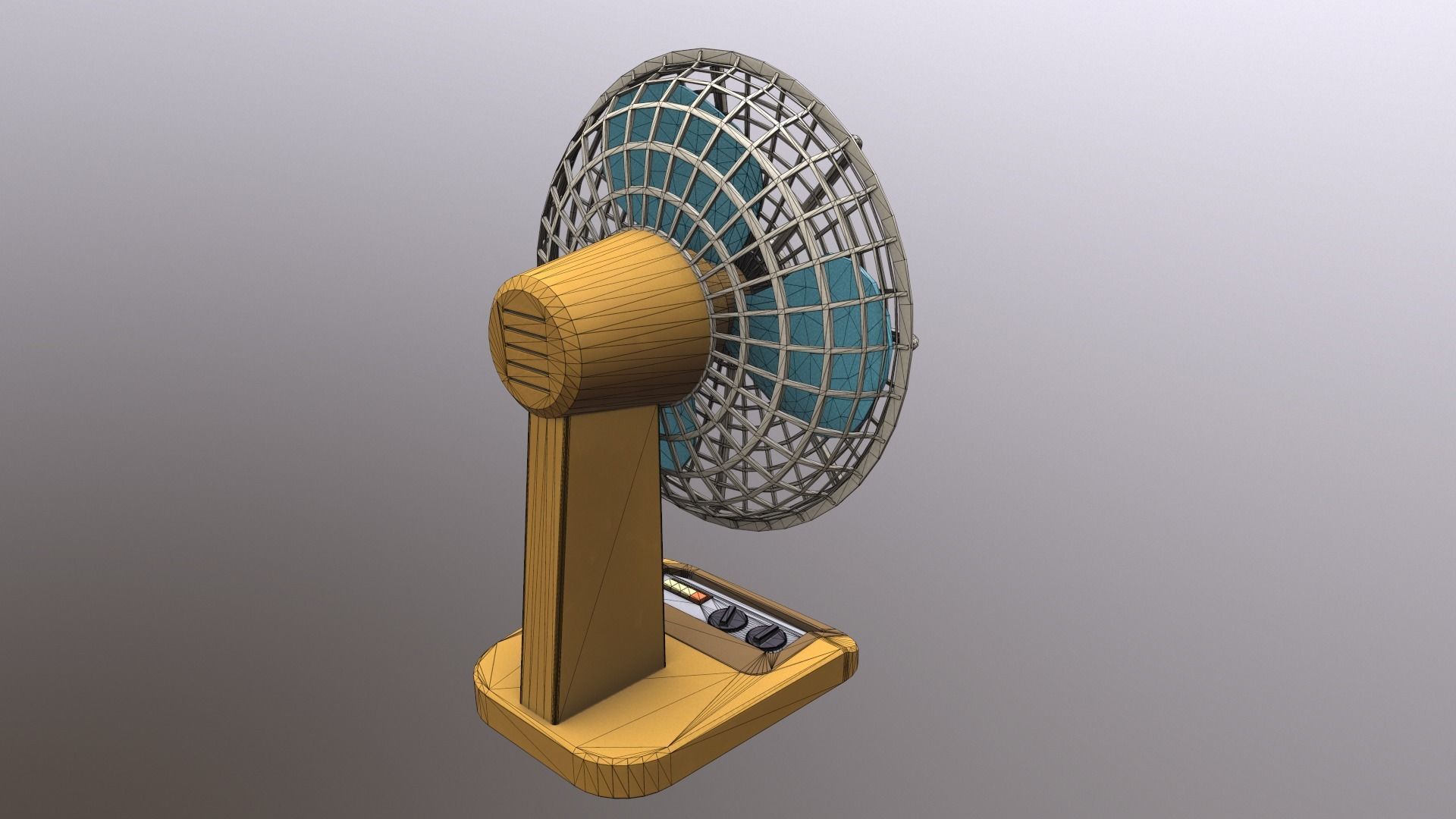 Vintage Table Fan Low-poly 3D model_11