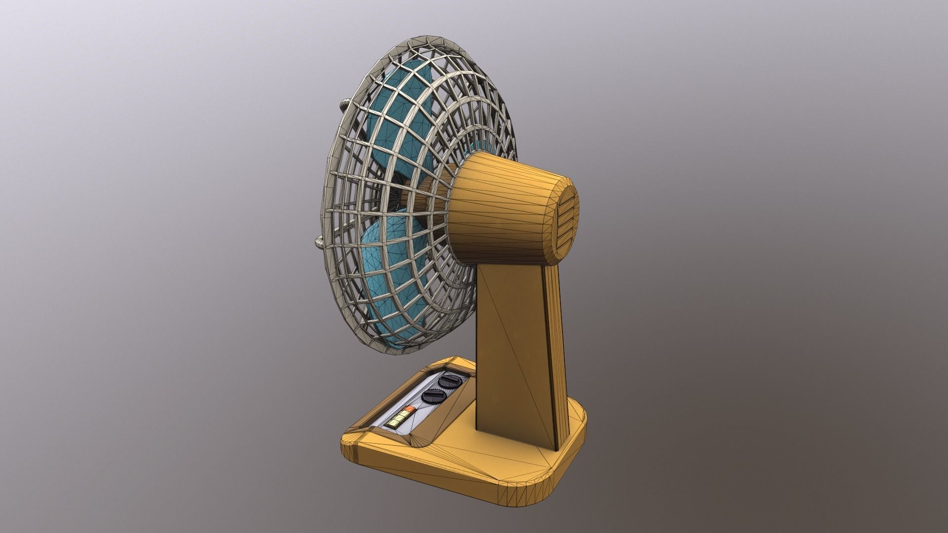 Vintage Table Fan Low-poly 3D model_12