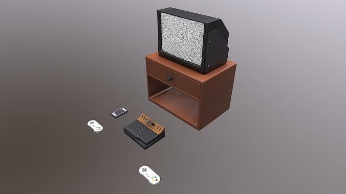 Vintage Atari Television Low-poly 3D model