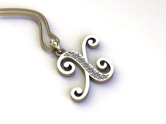 Alphabet Letter X Pendant new design in 2021 3D model
