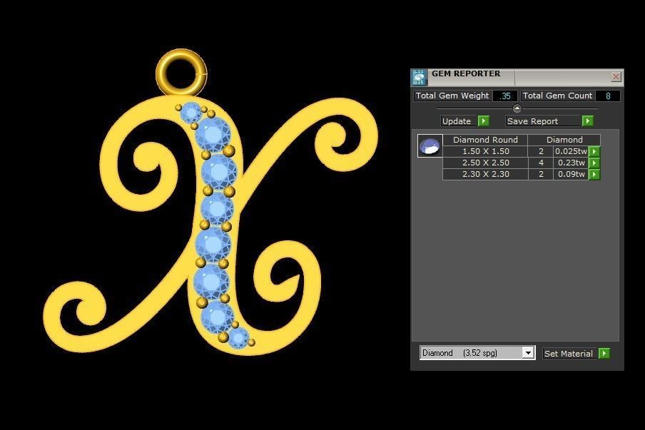 Alphabet Letter X Pendant new design in 2021 3D model_1