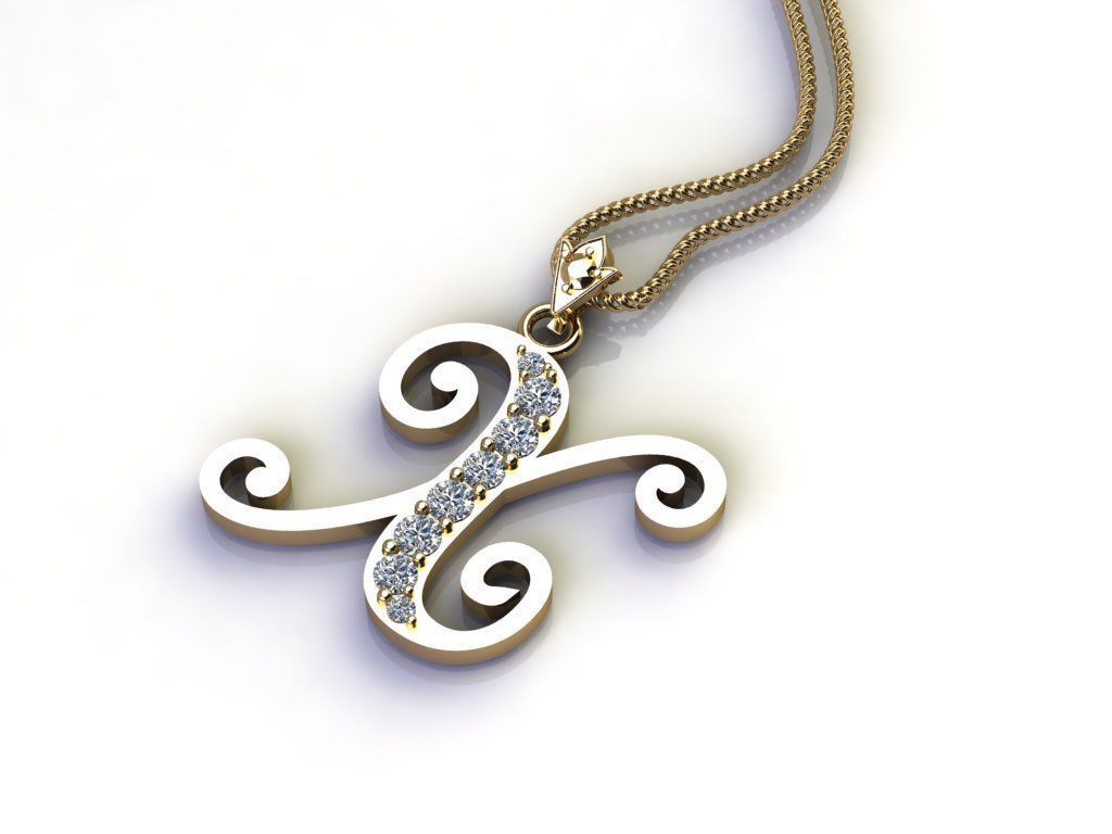 Alphabet Letter X Pendant new design in 2021 3D model_3