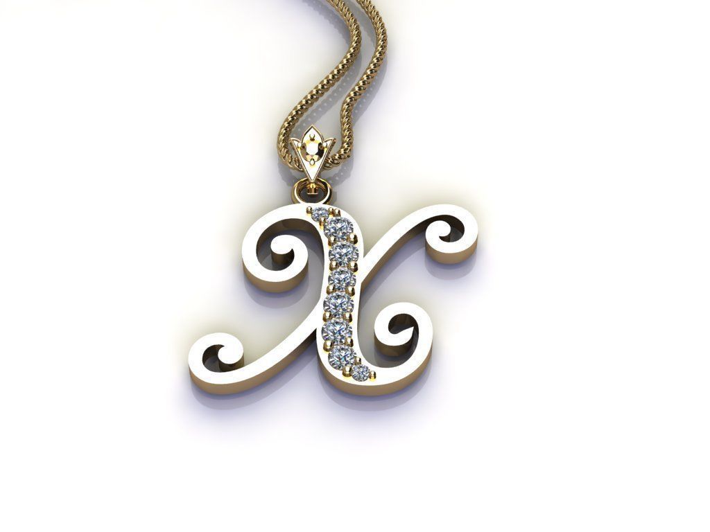Alphabet Letter X Pendant new design in 2021 3D model_4