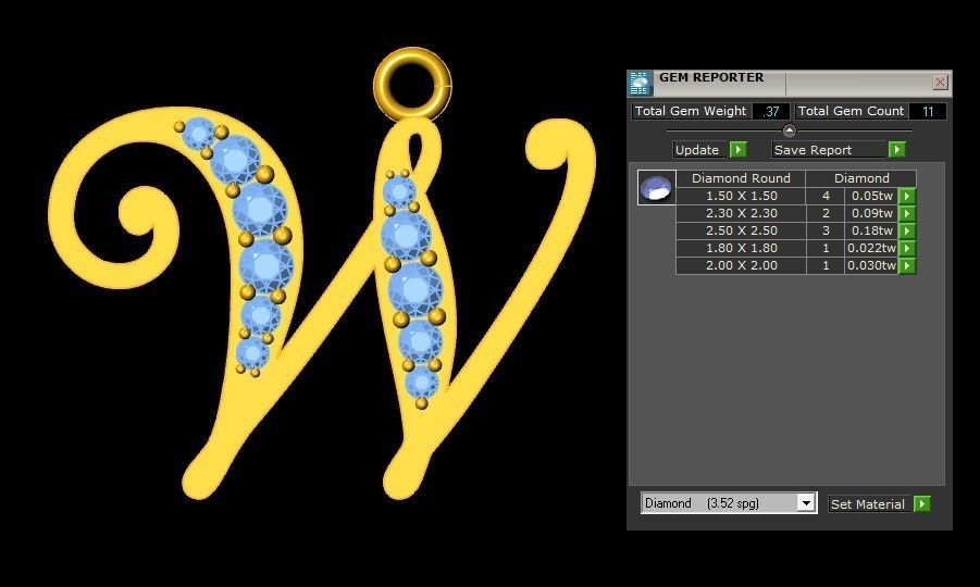 Alphabet Letter W Pendant new design in 2021 3D model_1