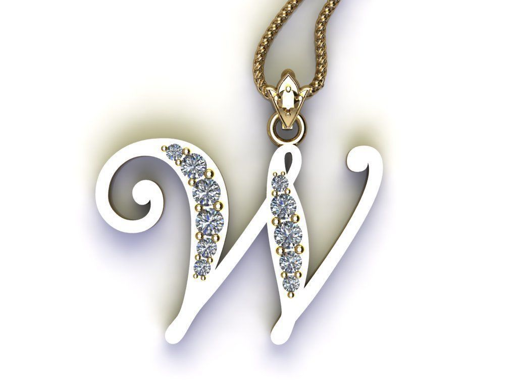 Alphabet Letter W Pendant new design in 2021 3D model_2
