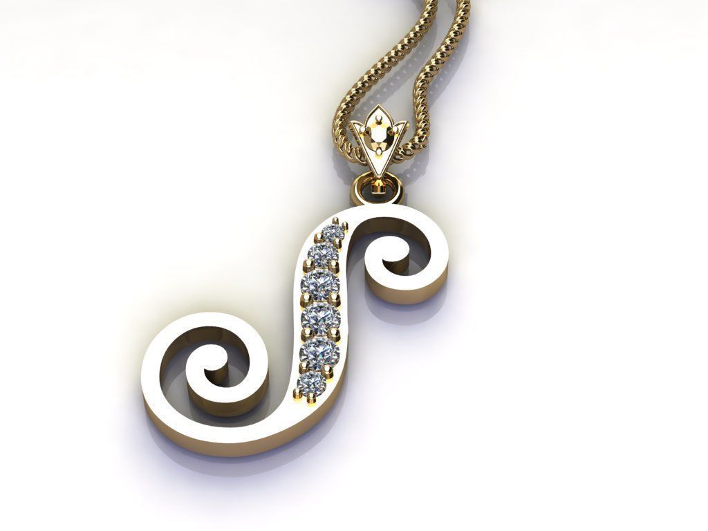 Alphabet Letter S Pendant new design in 2021 3D model_4