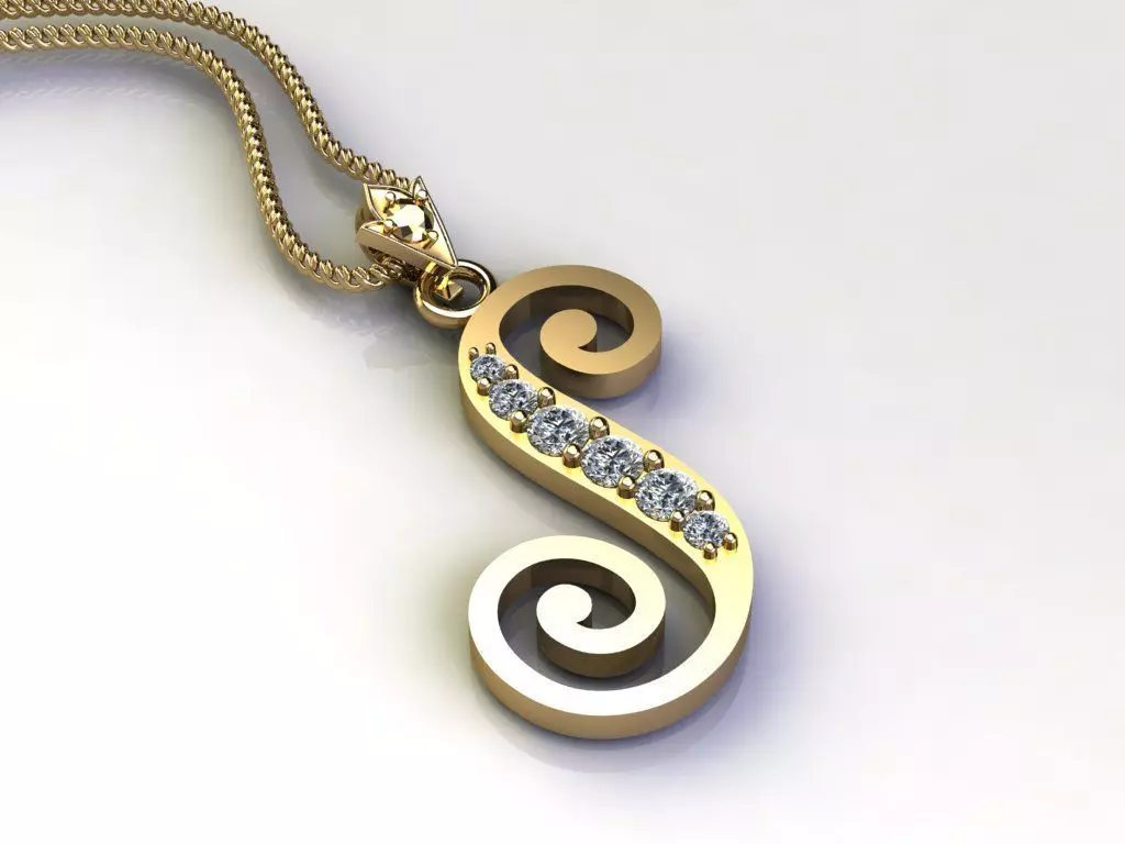 Alphabet Letter S Pendant new design in 2021 3D model_0