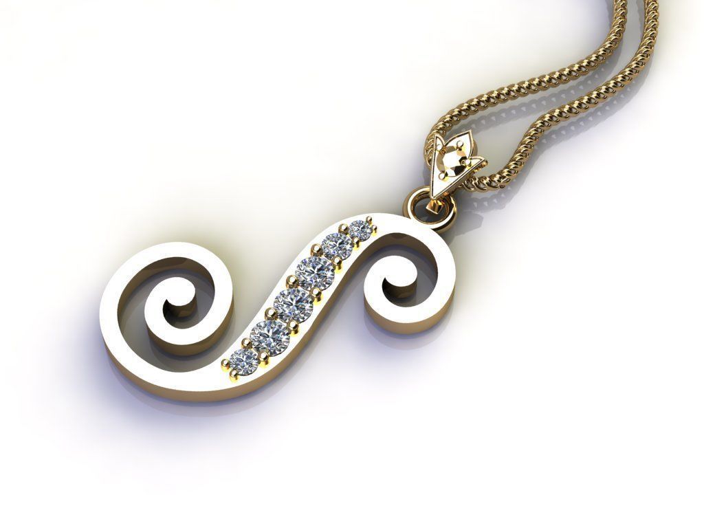 Alphabet Letter S Pendant new design in 2021 3D model_3