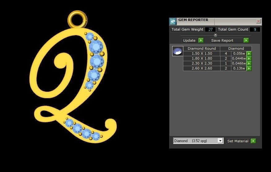 Alphabet Letter Q Pendant new design in 2021 3D model_1