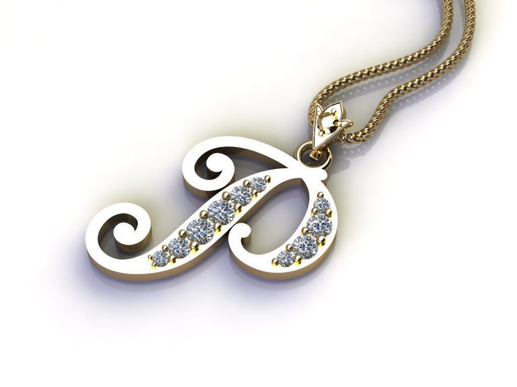 Alphabet Letter P Pendant new design in 2021 3D model_3