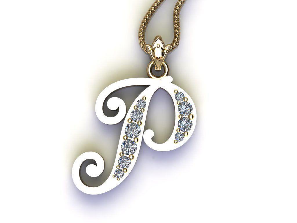 Alphabet Letter P Pendant new design in 2021 3D model_2