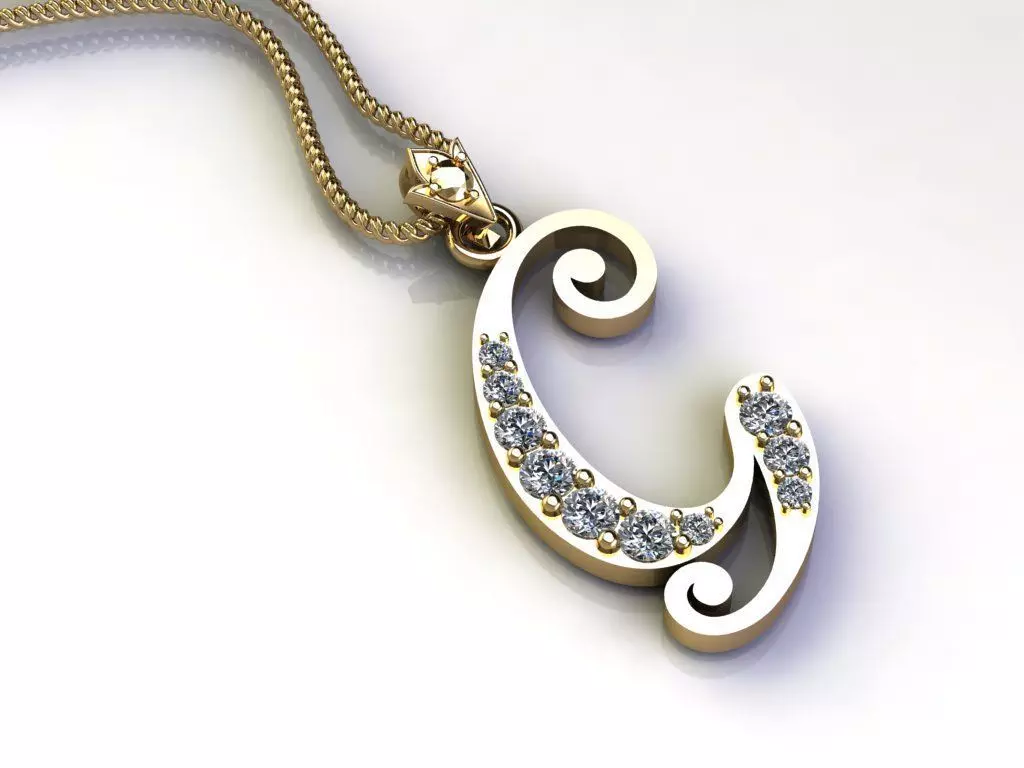 Alphabet Letter G Pendant new design in 2021 3D model_0