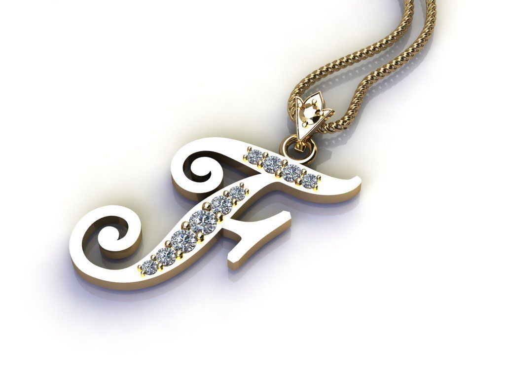 Alphabet Letter F Pendant new design in 2021 3D model_3