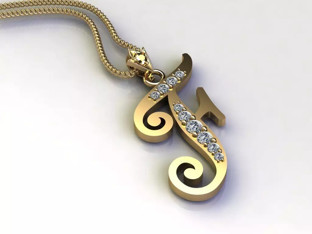 Alphabet Letter F Pendant new design in 2021 3D model_0