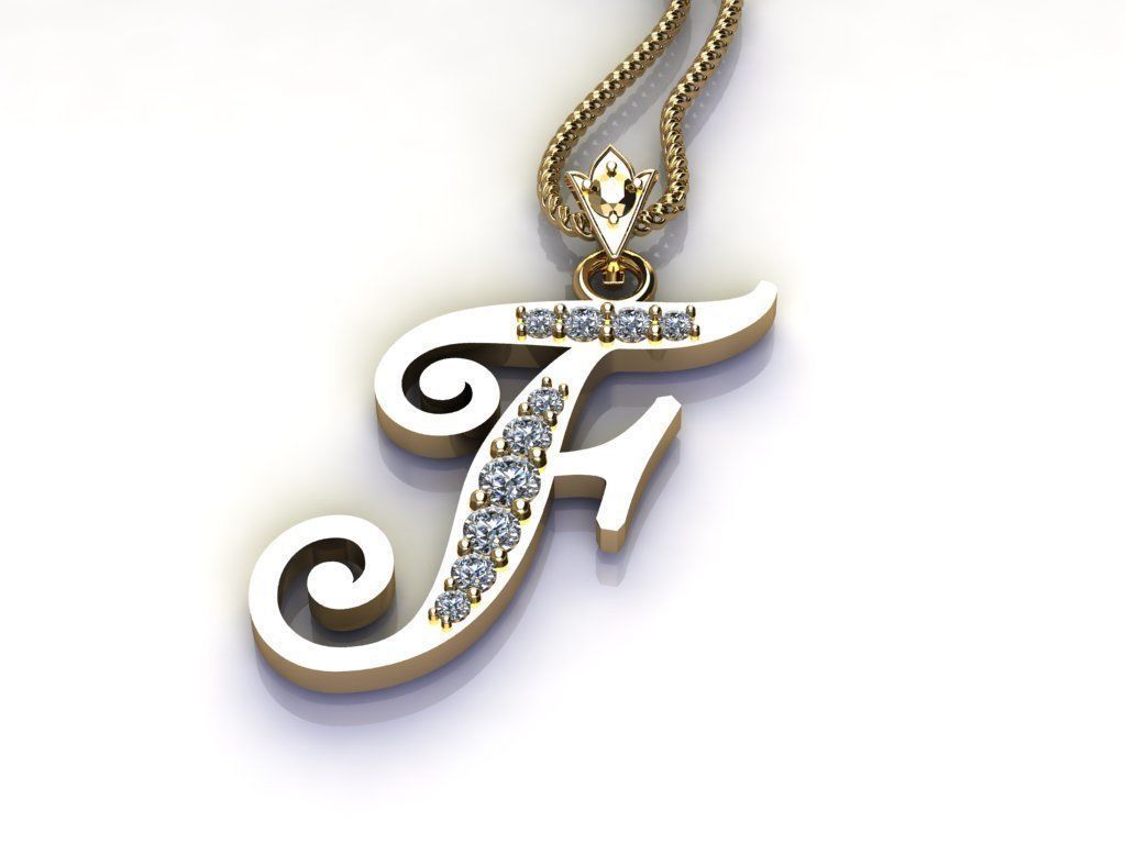 Alphabet Letter F Pendant new design in 2021 3D model_4
