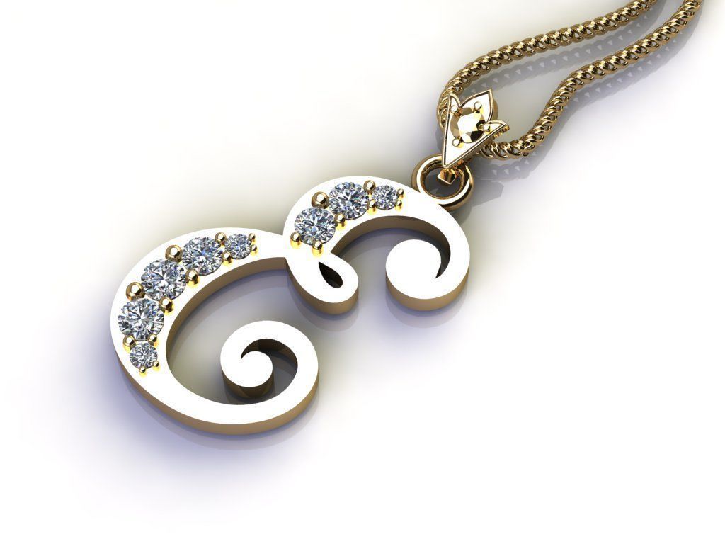 Alphabet Letter E Pendant new design in 2021 3D model_3