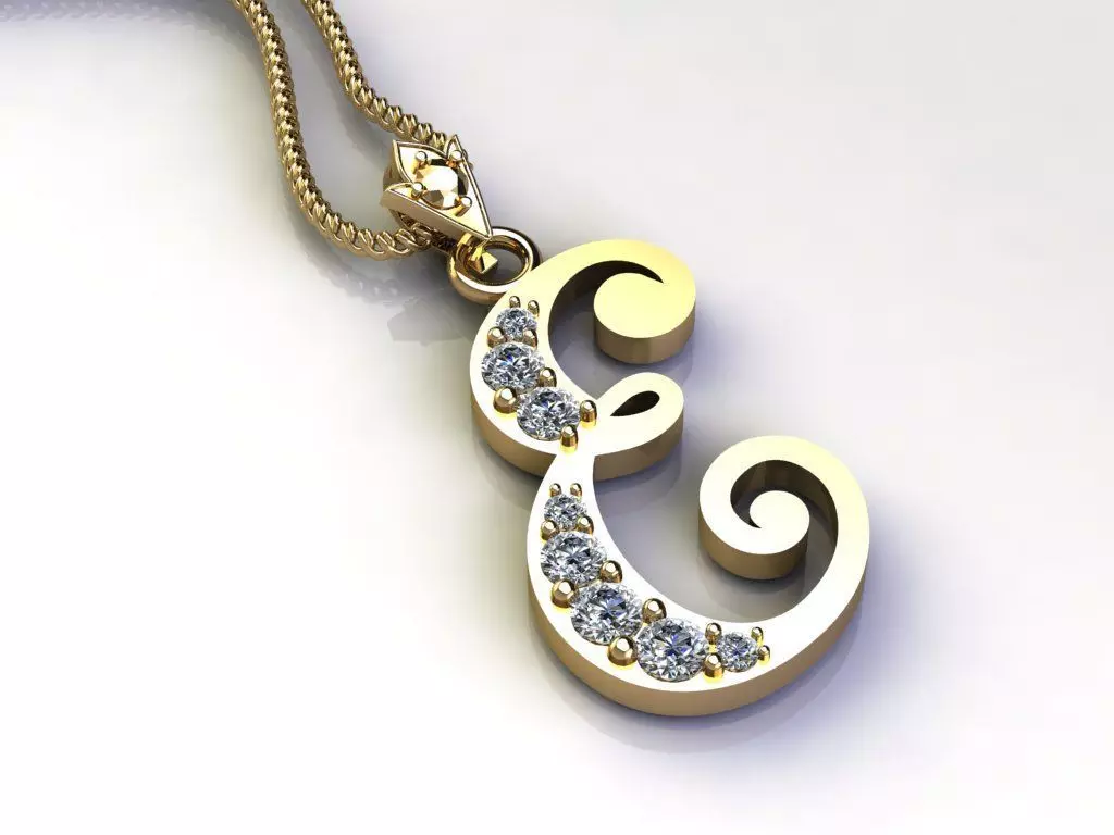 Alphabet Letter E Pendant new design in 2021 3D model_0