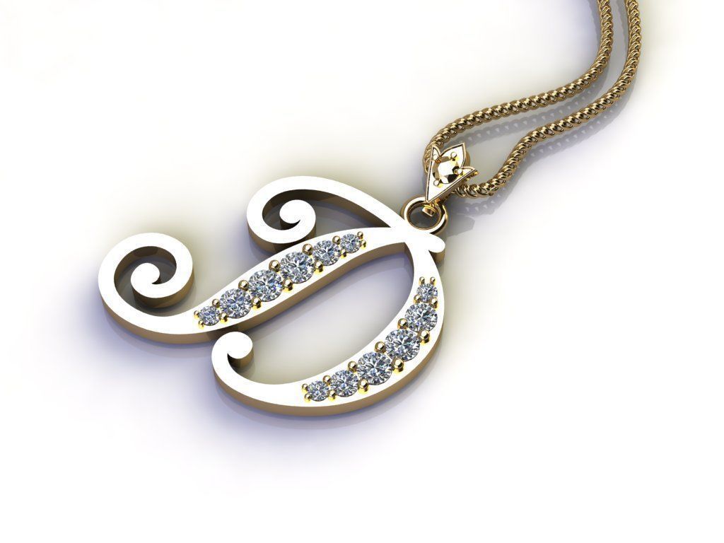 Alphabet Letter D Pendant new design in 2021 3D model_3