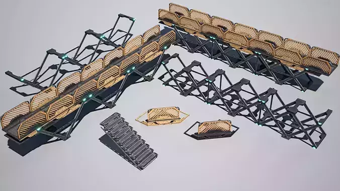 Cyberpunk   Structure Foundation- sci fi  Collection Low-poly 3D model
