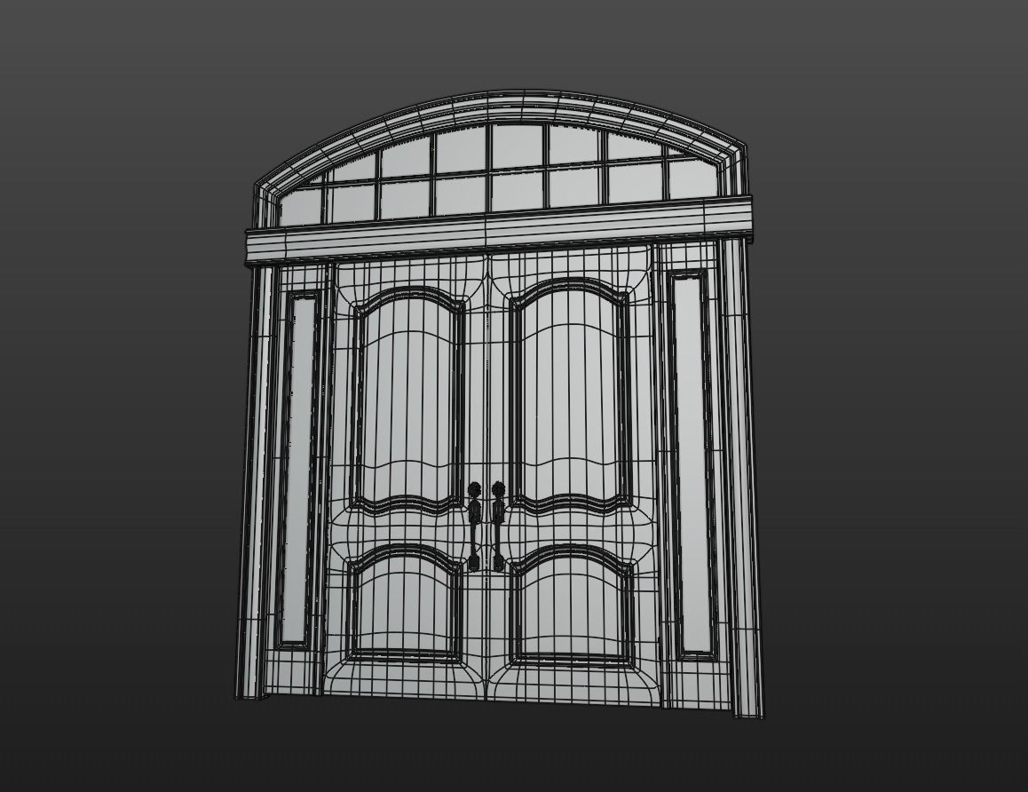 Fancy Entry Door with Archway and Pillars 3D model_4