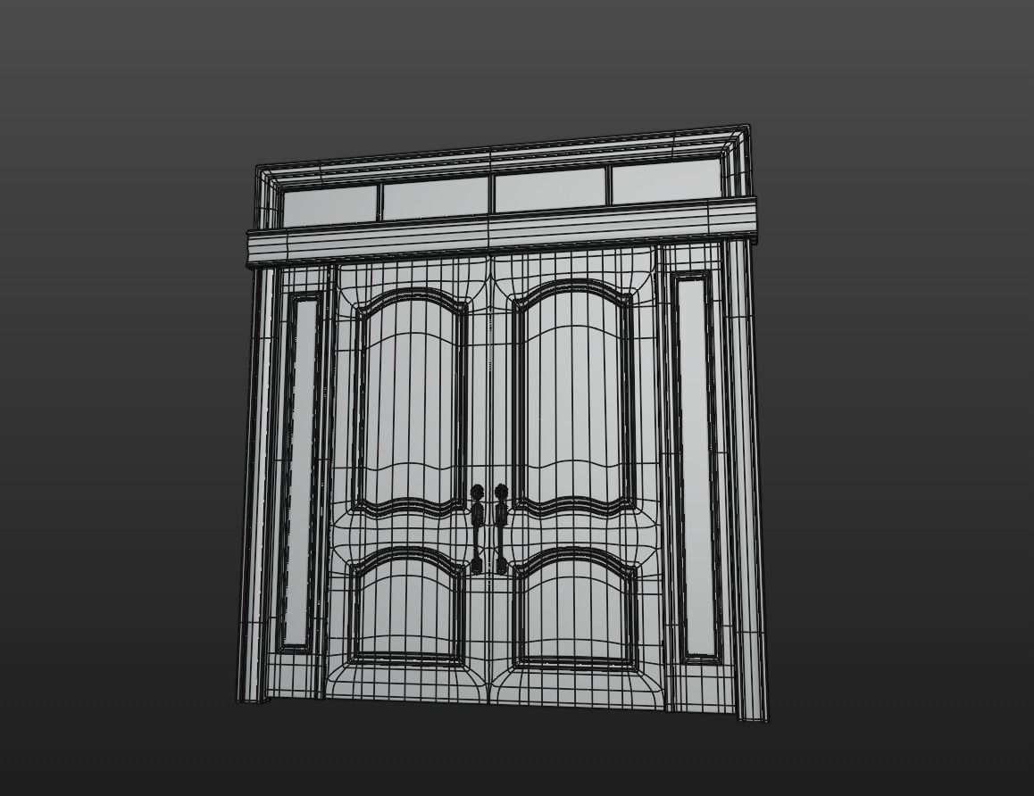 Fancy Entry Door with Archway and Pillars 3D model_5