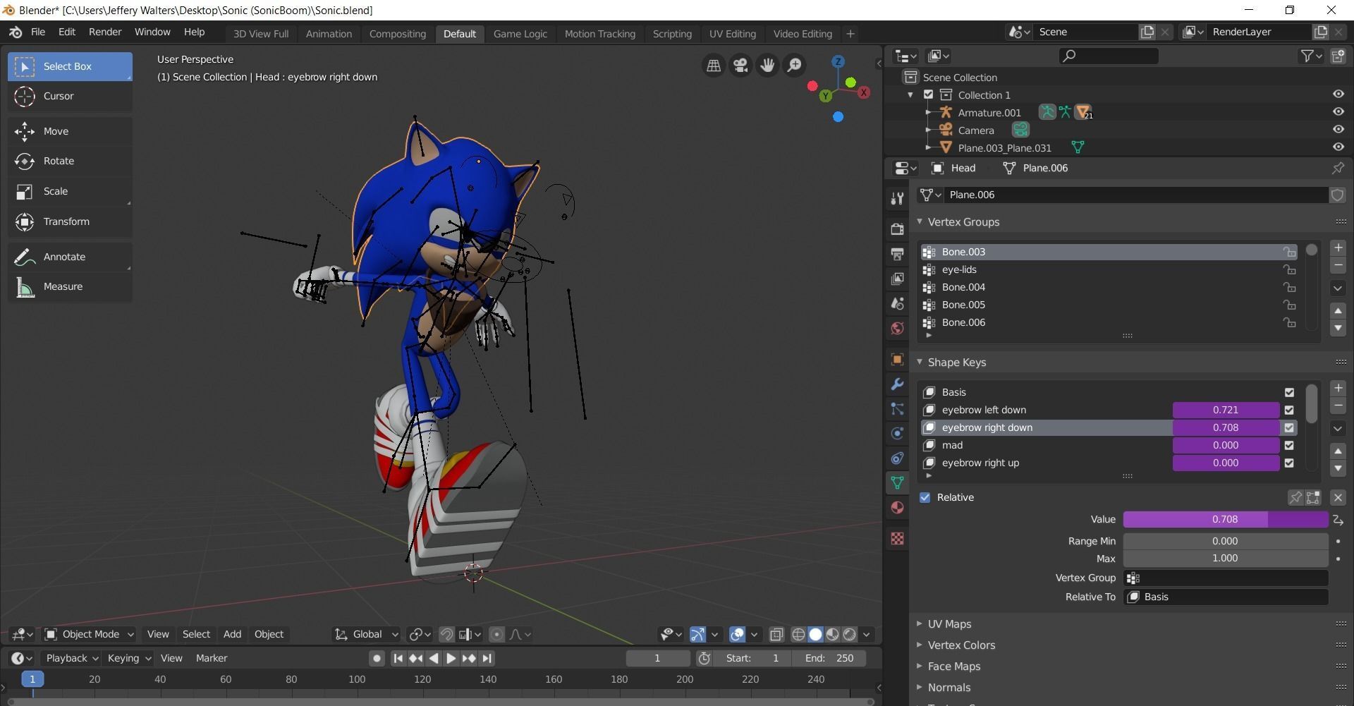 Sonic Boom Sonic Hedgehog Model Low-poly 3D model_5