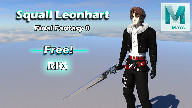 Squall Leonhart Final Fantasy 8 Free Maya Animation Rig Free low-poly 3D model
