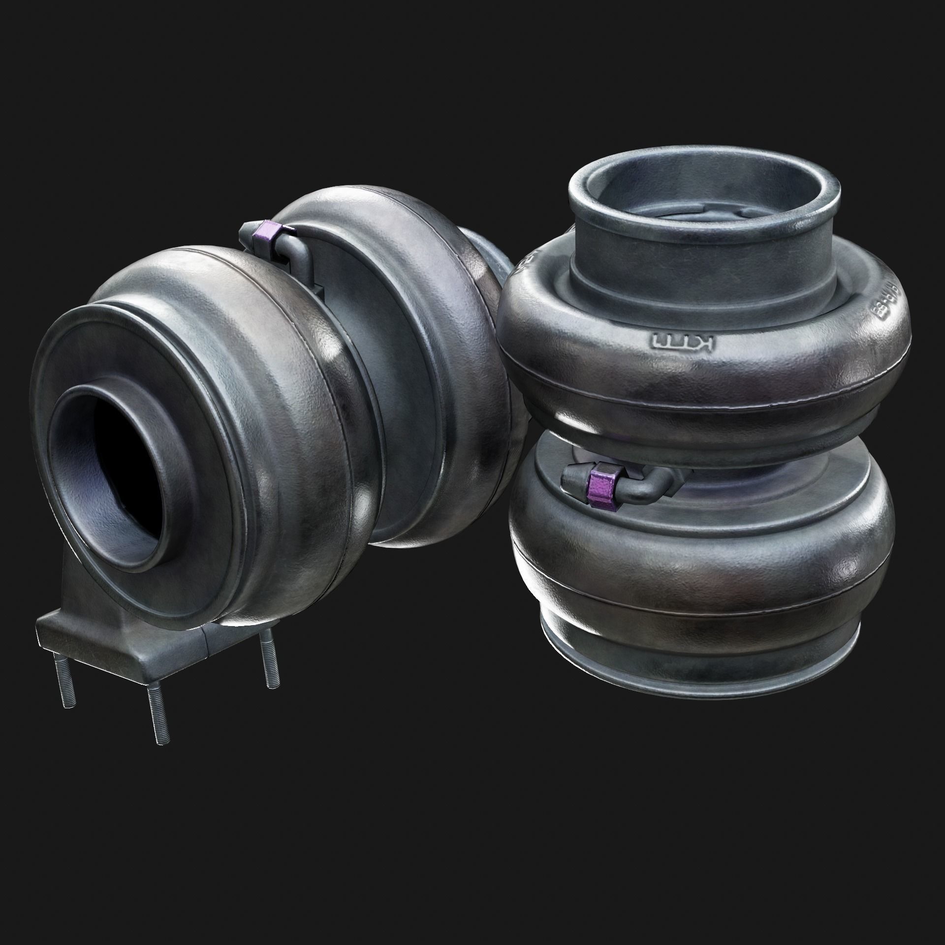 Turbocharger Low-poly 3D model_4