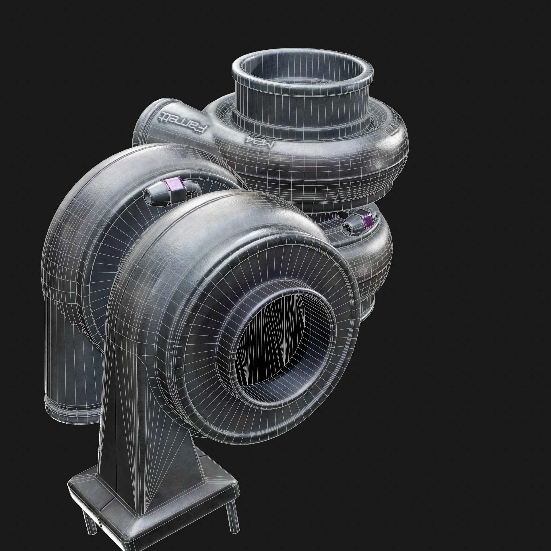 Turbocharger Low-poly 3D model_7