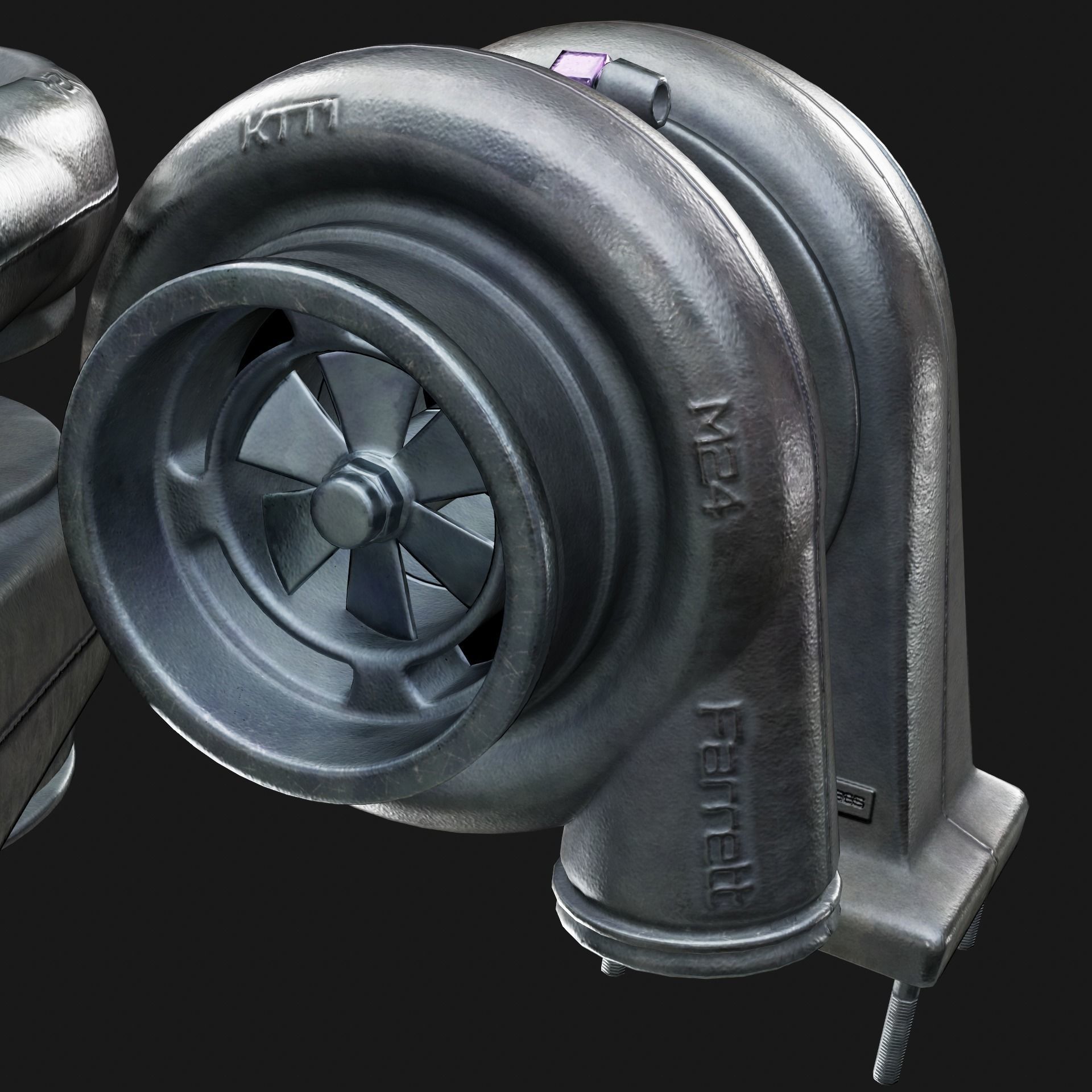 Turbocharger Low-poly 3D model_8