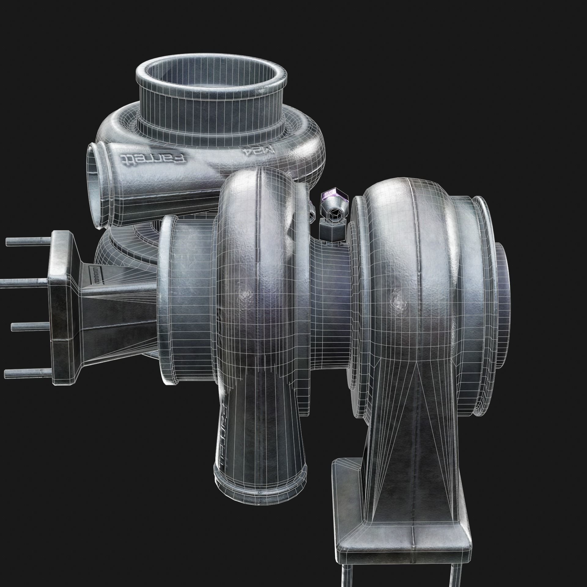 Turbocharger Low-poly 3D model_3