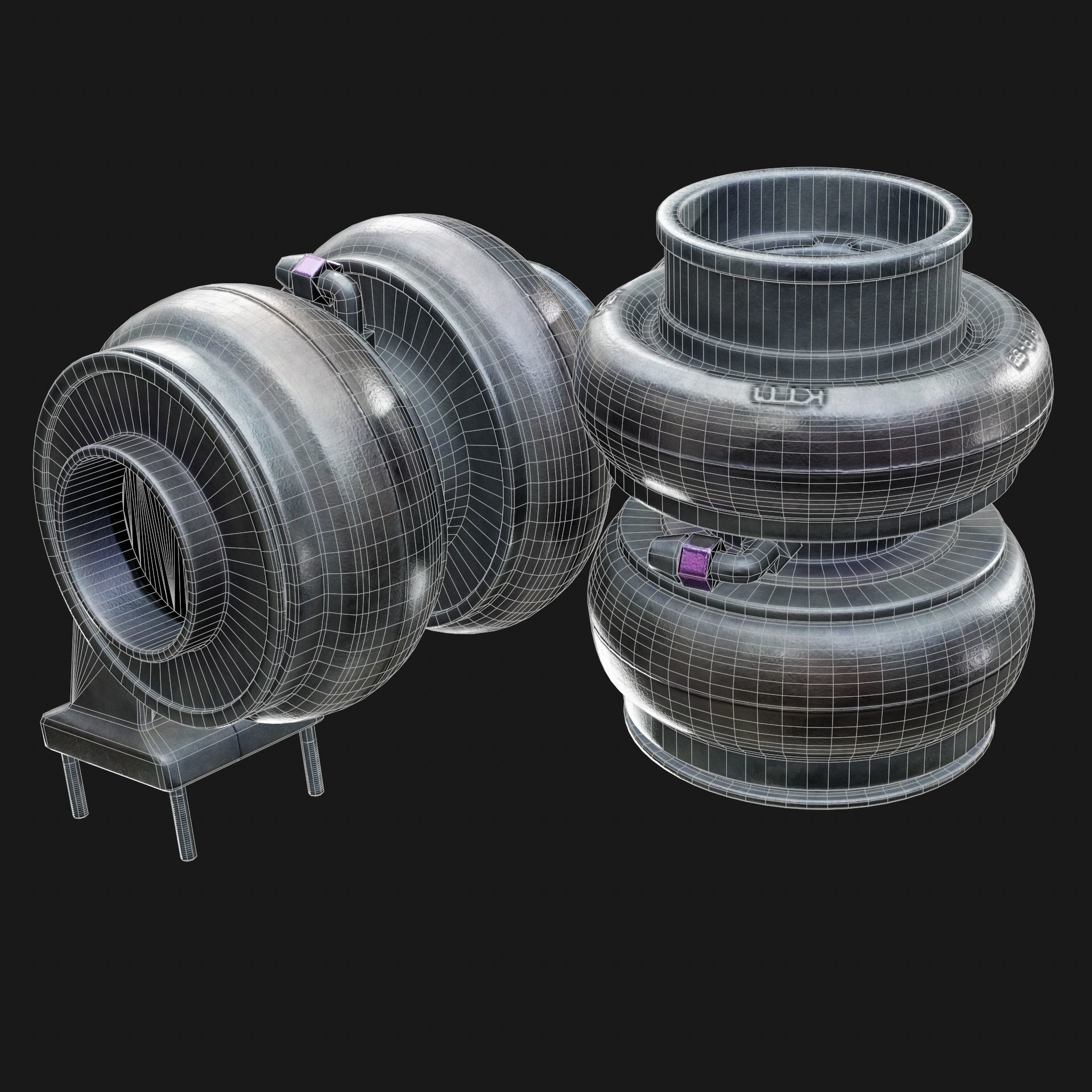 Turbocharger Low-poly 3D model_5