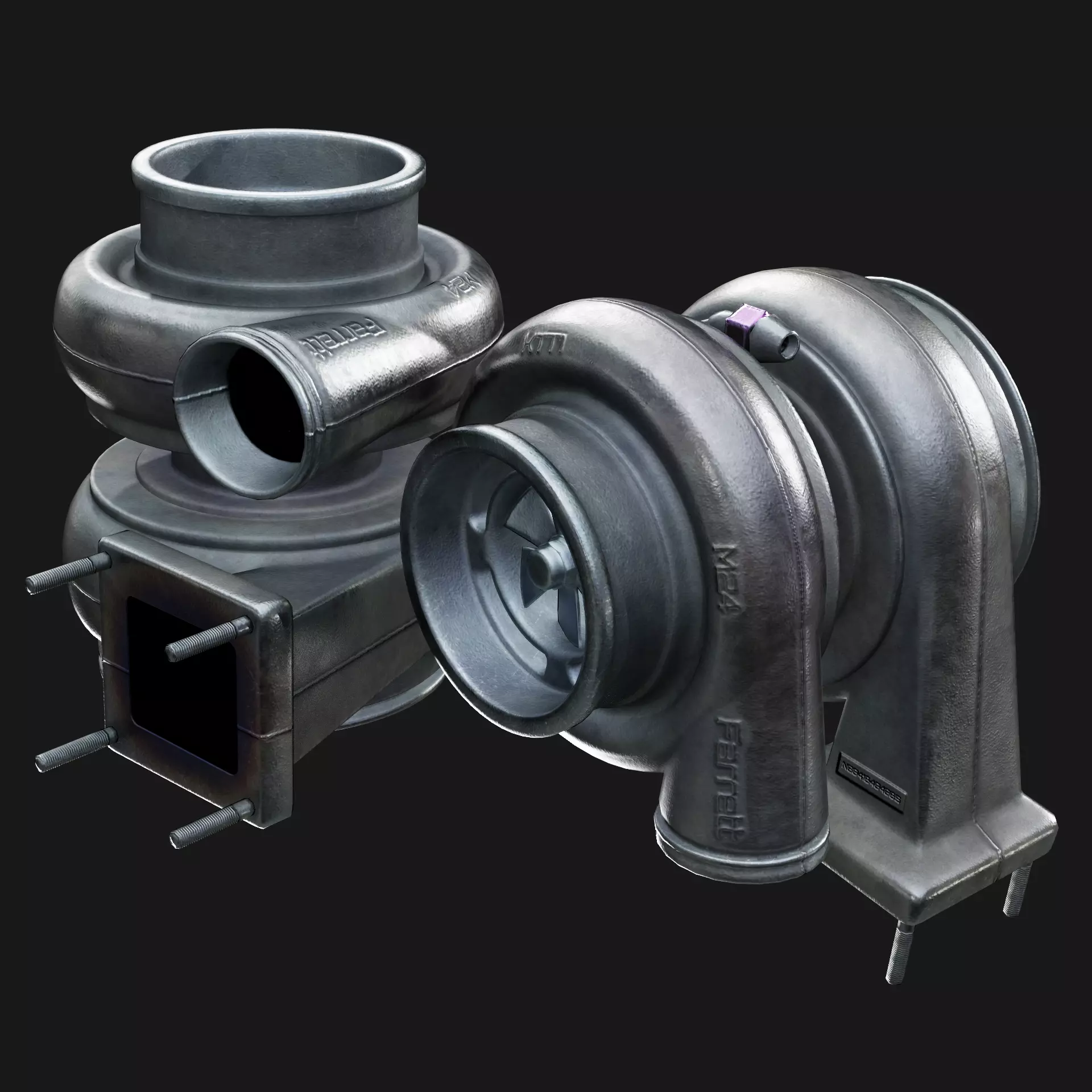 Turbocharger Low-poly 3D model_0