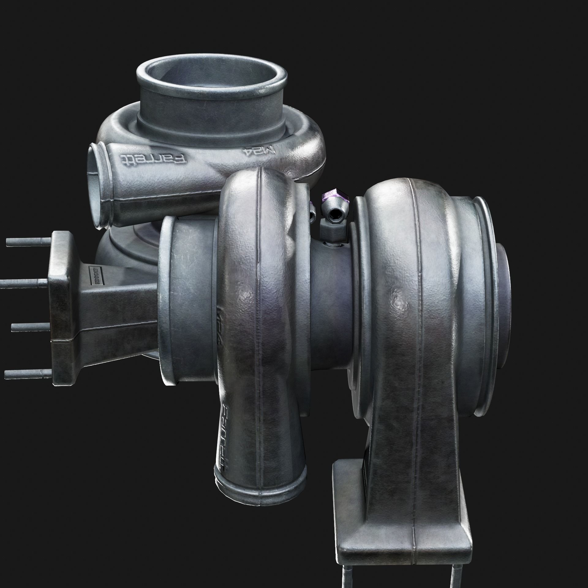 Turbocharger Low-poly 3D model_2