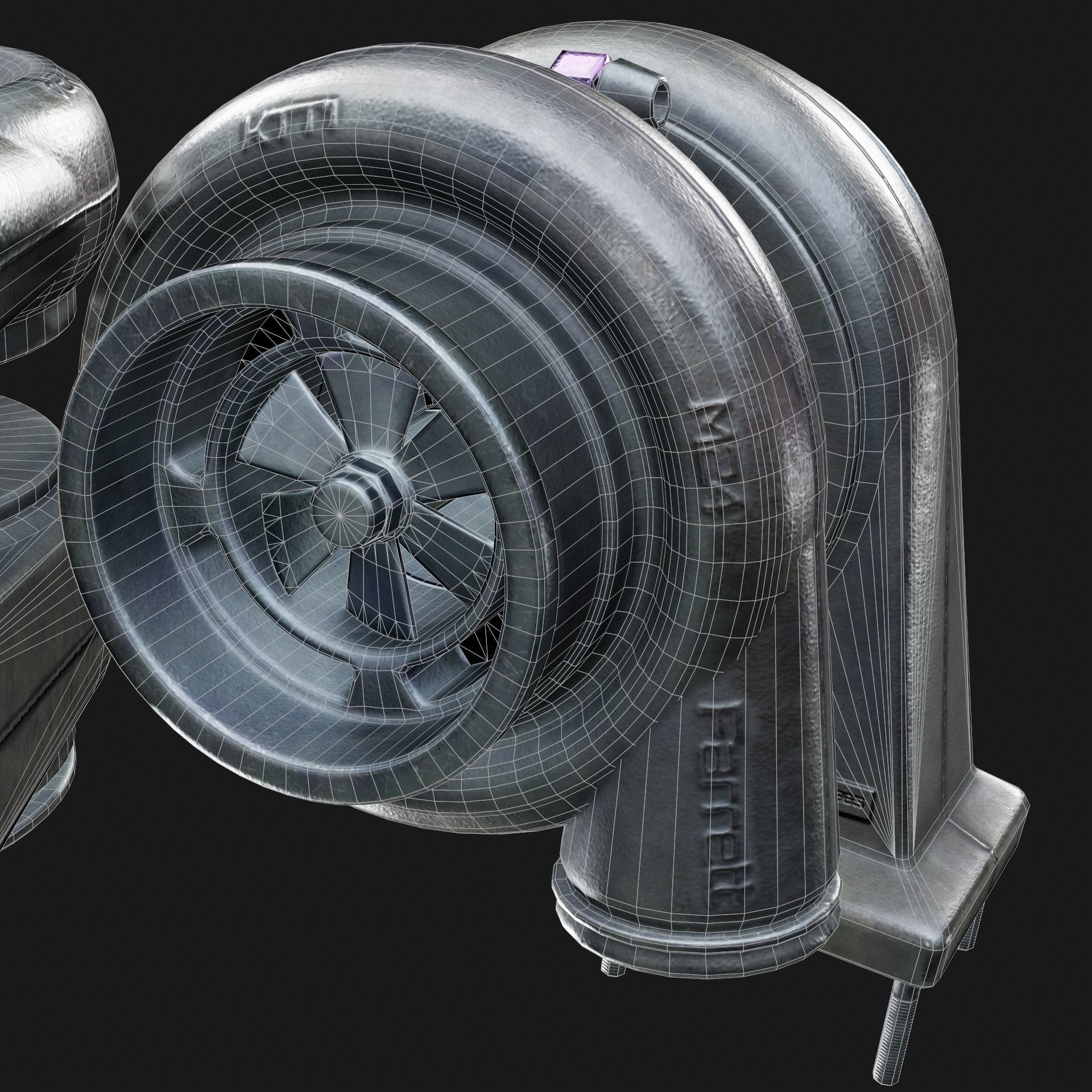 Turbocharger Low-poly 3D model_9