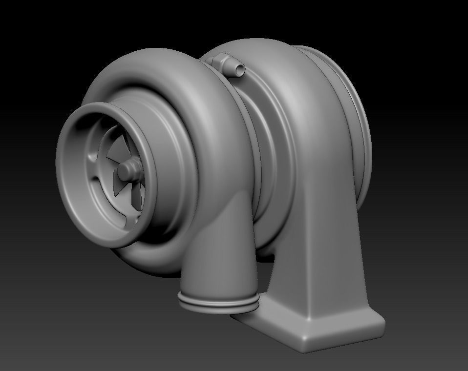 Turbocharger Low-poly 3D model_10