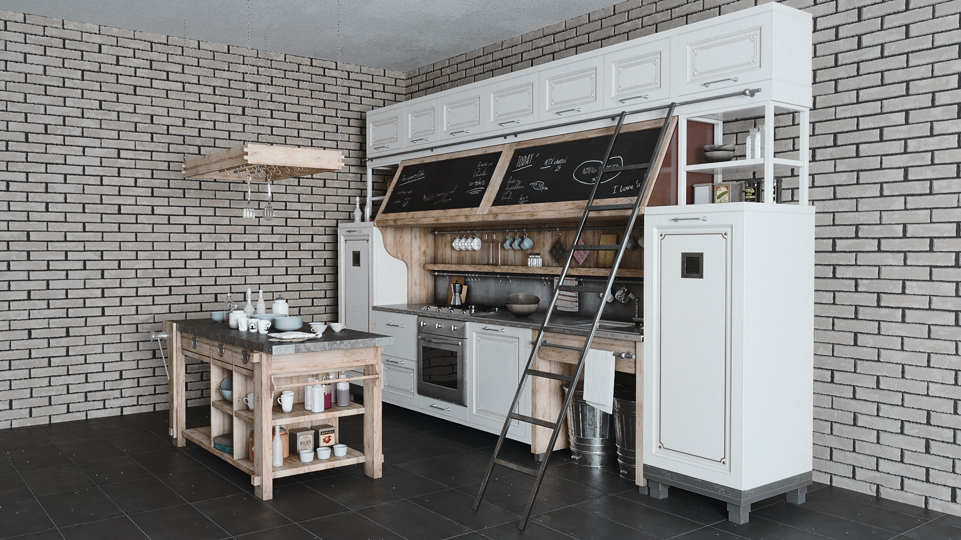 Kitchen Rustic 3D model_1