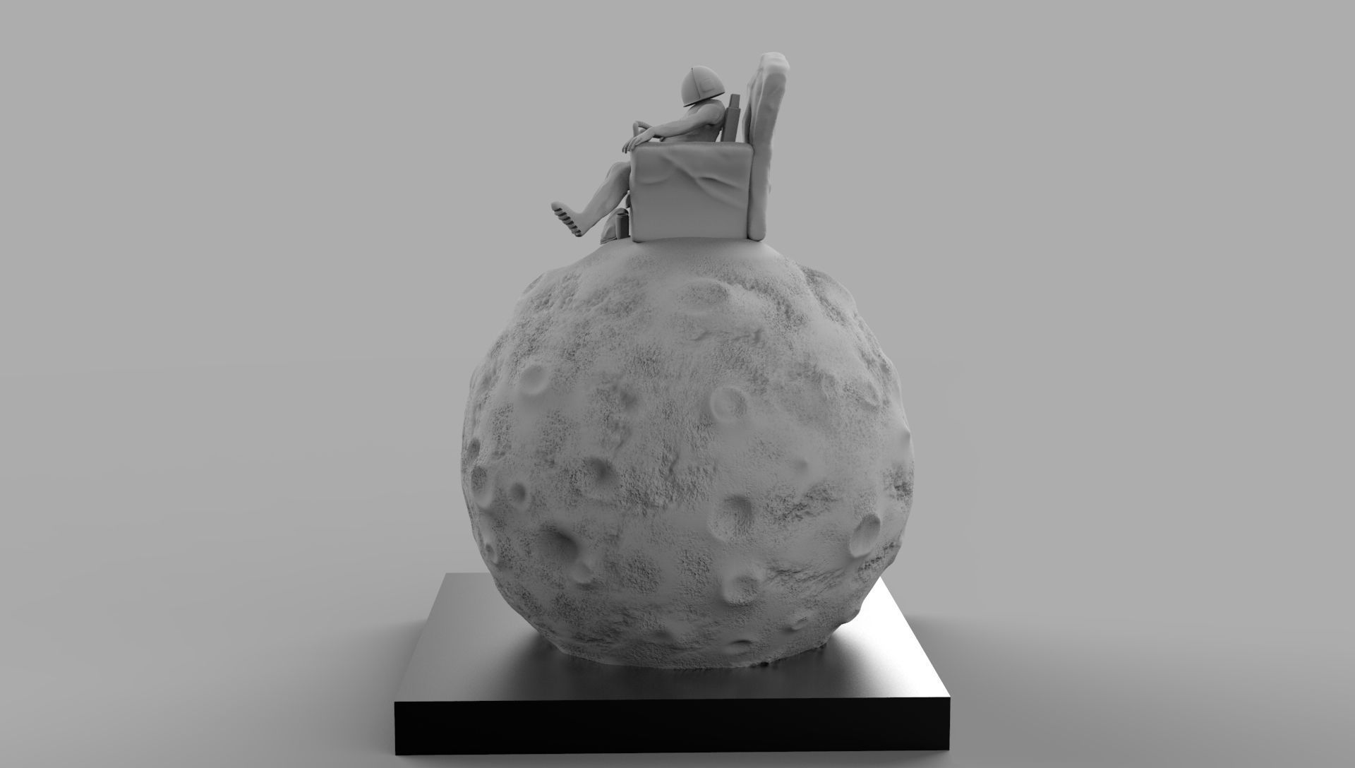 SPACEMAN ON MOON WITH BONG 3D PRINTING DIORAMA 3D print model_4