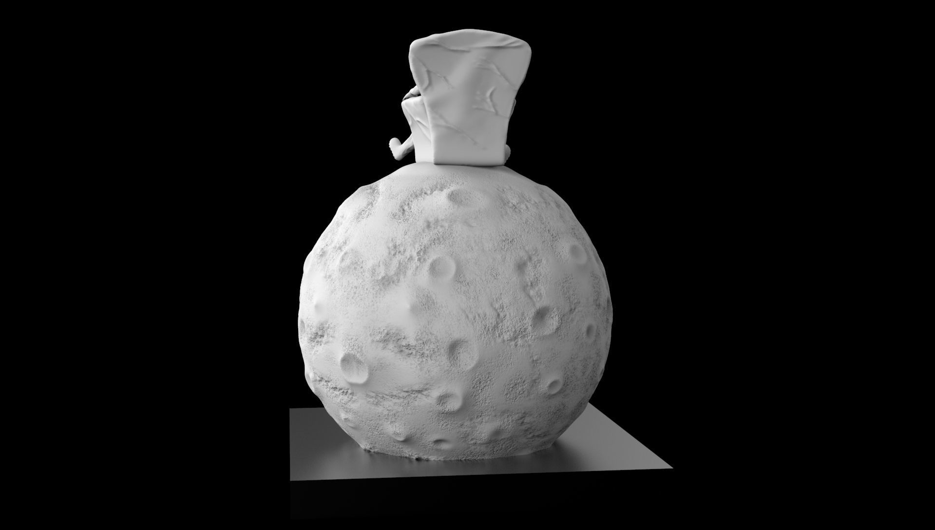 SPACEMAN ON MOON WITH BONG 3D PRINTING DIORAMA 3D print model_15