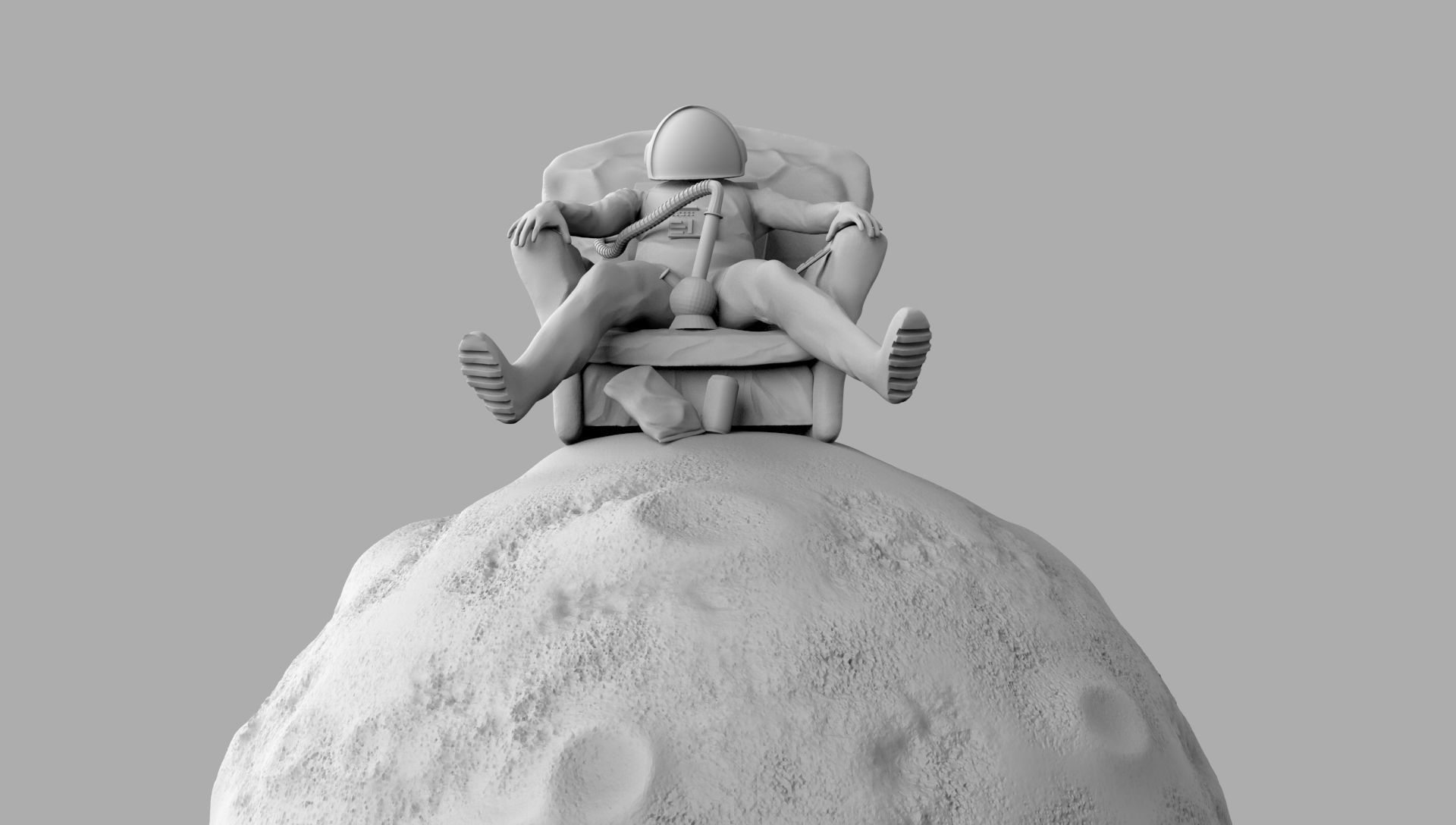 SPACEMAN ON MOON WITH BONG 3D PRINTING DIORAMA 3D print model_29